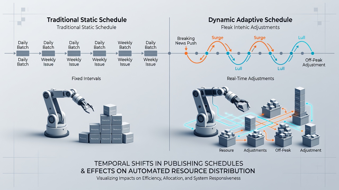 Chart showing resource distribution changes across different publishing cadence scenarios in enterprise environments
